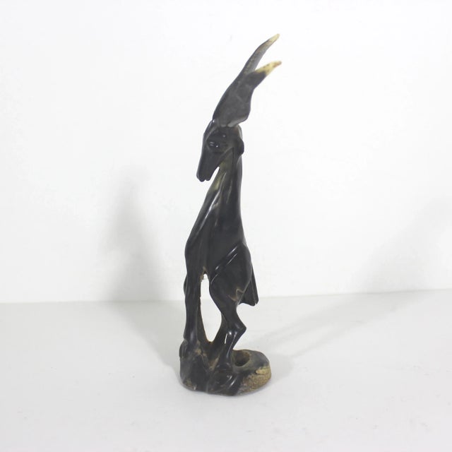 Brown Vintage Carved Natural Horn Ram Figurine For Sale - Image 8 of 10