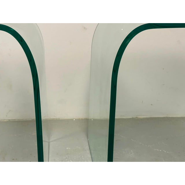 Waterfall Side Tables in Bent Glass by Angelo Cortesi for Fiam Italia, Italy, 1980s, Set of 2 For Sale - Image 13 of 16