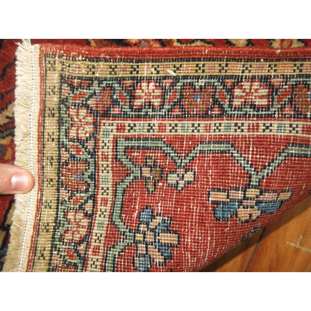 Zabihi Collection Traditional Full Pile Mat Size Antique Sarouk Ferehan Rug For Sale In New York - Image 6 of 6