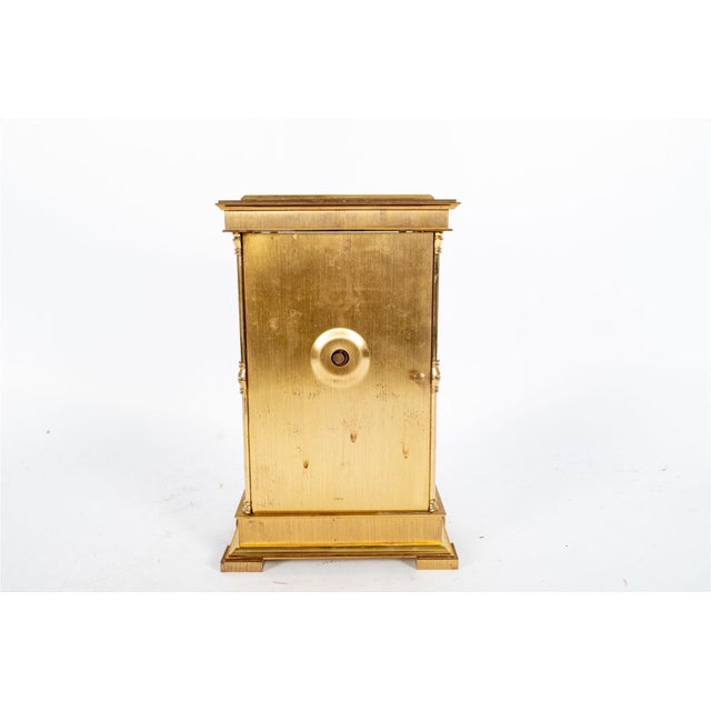 Vintage French Regulator Style Three-Glass Brass Mantel Clock For Sale - Image 10 of 11