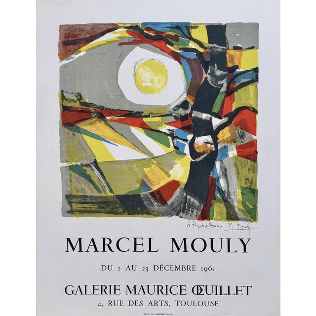 Lithograph Abstract Composition Poster attributed to Marcel Mouly, 1961 For Sale