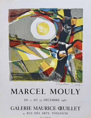 Lithograph Abstract Composition Poster attributed to Marcel Mouly, 1961