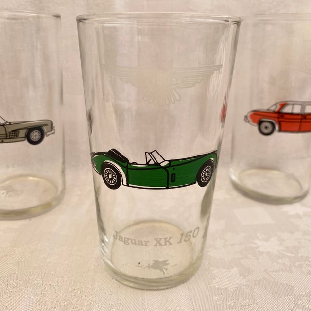 Mobil Oil Gas Classic and European Sports Cars Glasses - Set of 6 For Sale - Image 4 of 11