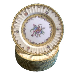 Set of 12 English Floral Service Dinner Plates by Royal Worcester For Sale