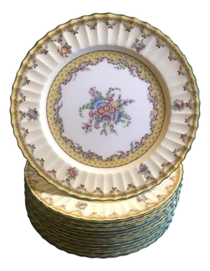 Set of 12 English Floral Service Dinner Plates by Royal Worcester