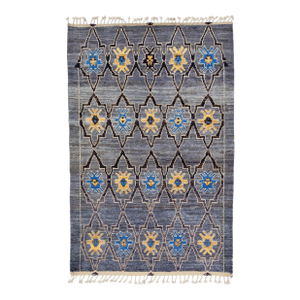 Handmade Moroccan Wool Rug in Gray With Geometric Design