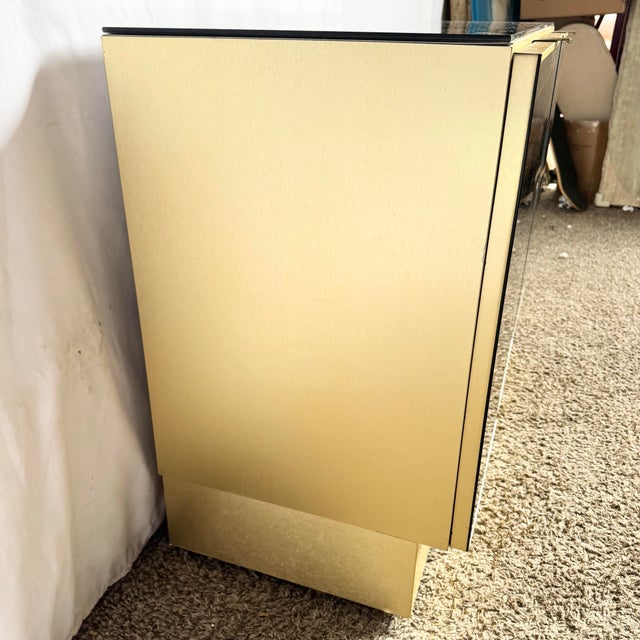 1980s Postmodern Smoked Mirror and Gold Credenza For Sale In Miami - Image 6 of 9