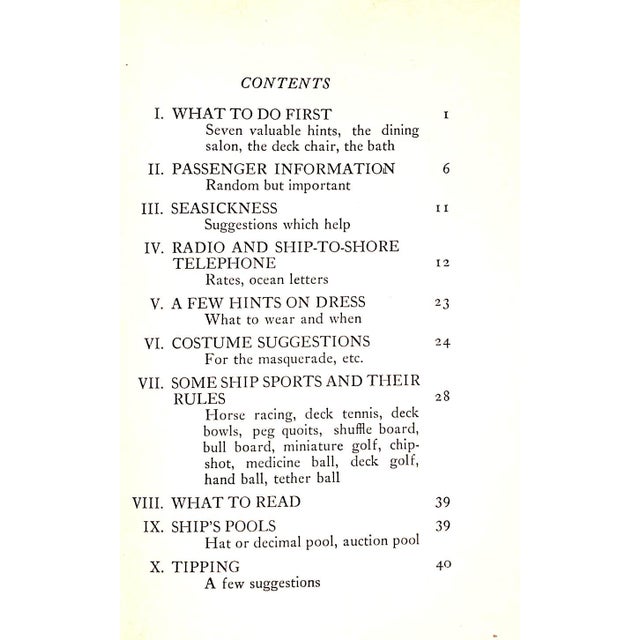 "Old Salt" [129] pp. The John Day Company 1931 7 5/8" x 5 1/4" Chapters on Seasickness, Hints on Dress, Costume...