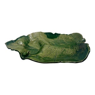 2007 Sabrina Gribneau Nedell Green Leaf Snail Ceramic Platter Studio Art Pottery For Sale