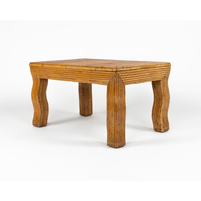 Brown Mid-Century Coffee Table with Wavy Legs in Rattan attributed to Vivai del Sud, Italy, 1970s For Sale - Image 8 of 18