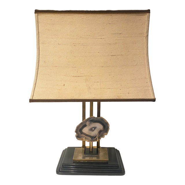 Vintage Willy Daro Style Agate Lamp, Made in Belgium For Sale