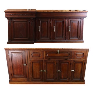 Large Oak Bar and Cabinet, 1890s, Set of 2 For Sale