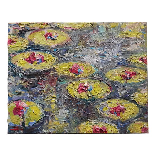 Vivek Mandalia, Waterlilies, Oil on Canvas For Sale
