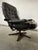 1970s Scandinavian Black Leather Swivel Lounge Chair with Bentwood Frame, 1970s For Sale - Image 5 of 10