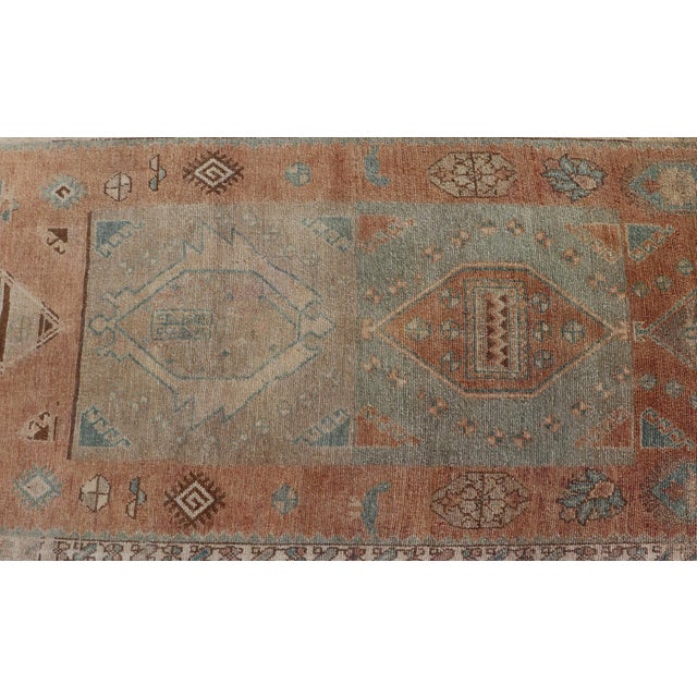 Sand Tribal Medallion Design Antique Persian Kurdish Rug in Warm Earth Tones For Sale - Image 8 of 13
