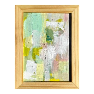 Vintage Boho Miniature Painting in Wood Frame For Sale