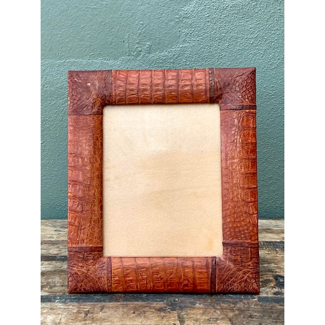 Vintage Cuban Crocodile Wrapped Picture Frame For Sale - Image 4 of 12