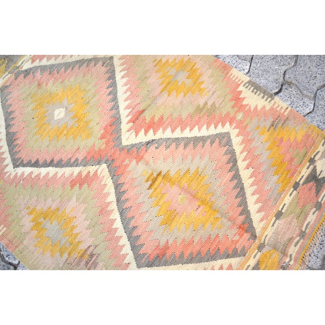 1960s 1960s Naturel Wool Area Kilim Rug For Sale - Image 5 of 11