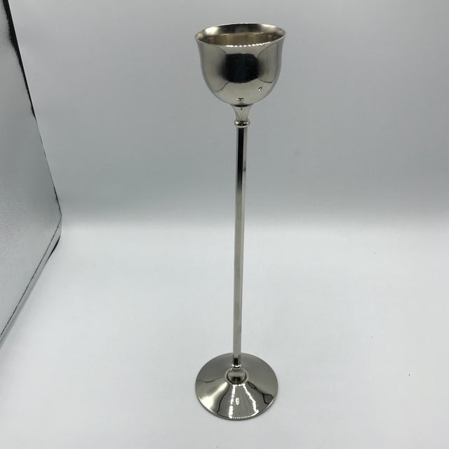 William Adam Mid-Century Modern Italian Silver Plated Candle Holders - a Pair For Sale - Image 4 of 13