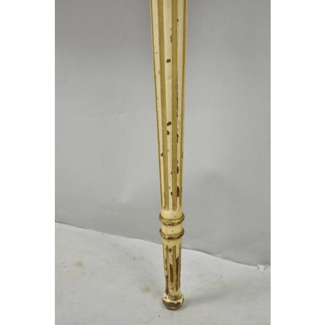 Vintage French Provincial Louis XVI Distress Cream Painted Wall Console Table For Sale - Image 12 of 15