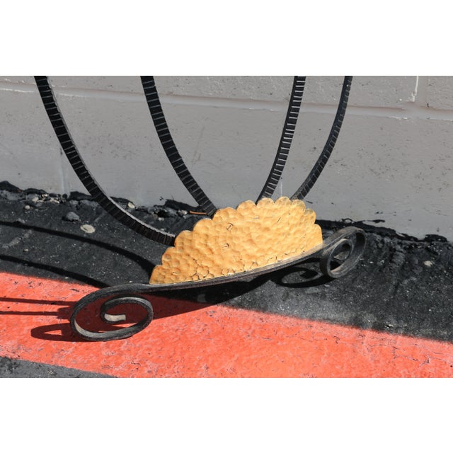 Vintage French Art Deco Wrought Iron Demi-Lune Console Table With Marble Top For Sale - Image 13 of 18