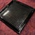 Contemporary Black Lacquer Square Tray (Woven Lines), 8.25"x8.25"x.5h" For Sale - Image 3 of 8