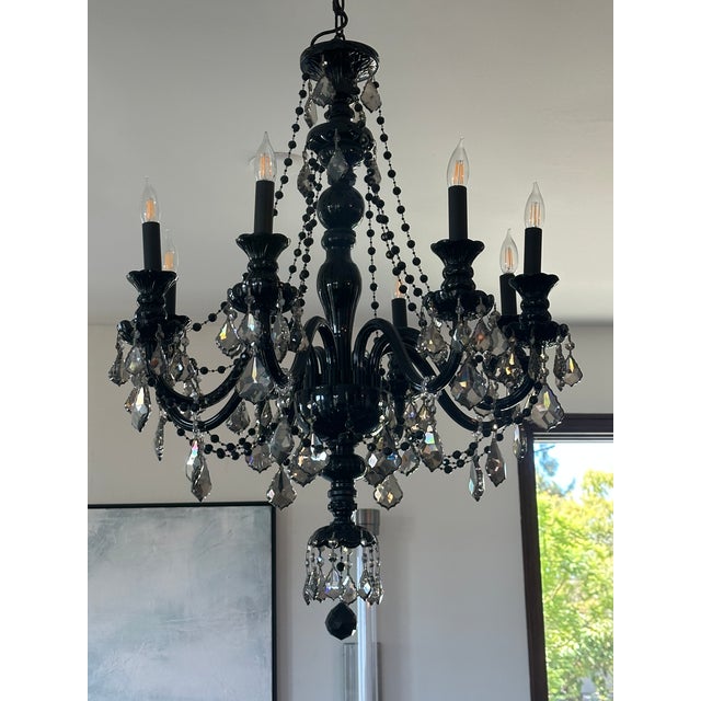 MC Noon Black Crystal 8-Light Chandelier – Custom Crystal Chains For Sale - Image 4 of 6