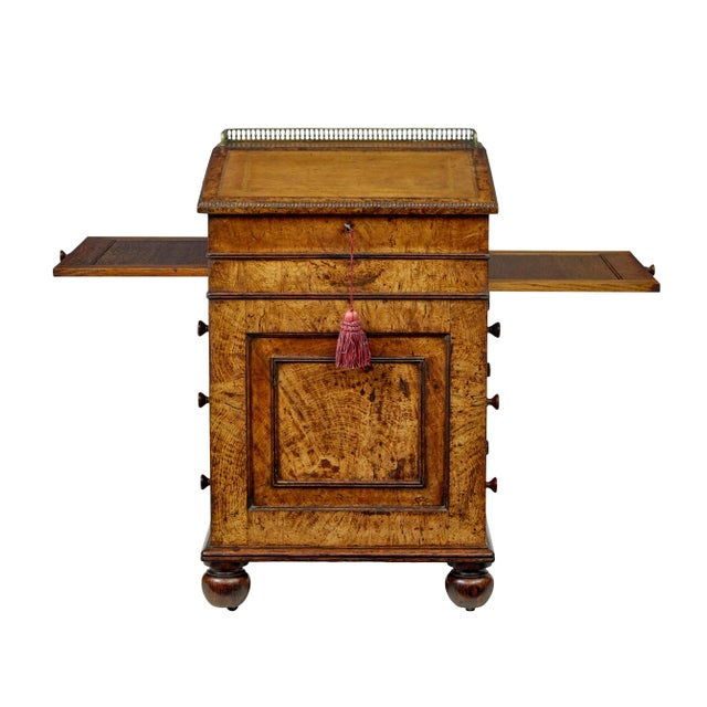 Hollywood Regency Mid 19th Century Pollard Oak Davenport Desk, 1850s For Sale - Image 3 of 11