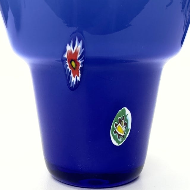 Deep Cornflower Cased Glass Vase Curation - Group of 3 For Sale - Image 4 of 7