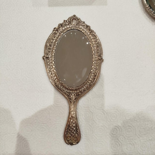 Antique Silver Hand Mirror, 1800s For Sale - Image 4 of 14