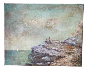 Edward Barton, Cliff by the Sea, 1950s, Oil on Canvas