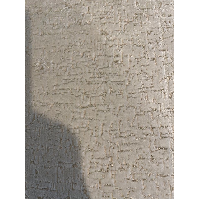 White Velvet Footstool Wooden Legs For Sale In Kansas City - Image 6 of 6