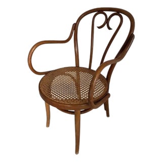 Thonet Steamed Bentwood + Cane Desk Chair Armchair Heart Motif For Sale