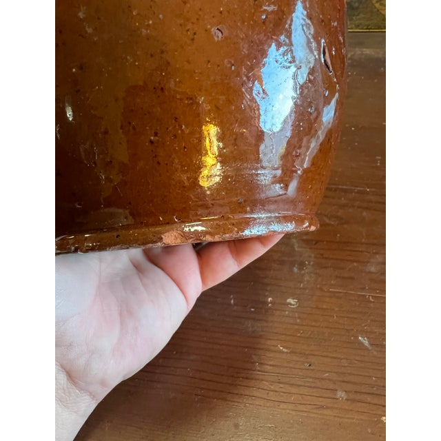 A Fine Antique Pennsylvania Folk Art Redware Storage Crock, 1850's Pennsylvania Redware, circa 1850-1860's Found in...