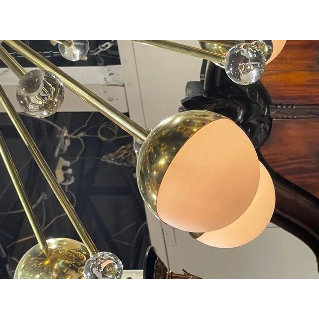 Modern Murano Glass and Brass Sputnik Chandelier For Sale - Image 4 of 11