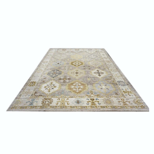Early 21st Century 21st Century Turkish Oushak 11x15 Grey, Ivory, Olive & Yellow Handmade Area Rug #1144074 For Sale - Image 5 of 13