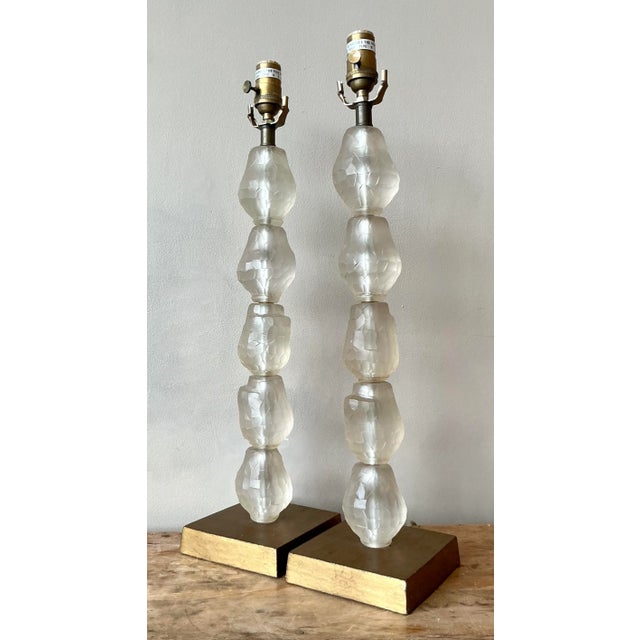Late 20th Century Vintage Regency Faceted Crystal Lamps - A Pair For Sale - Image 5 of 8