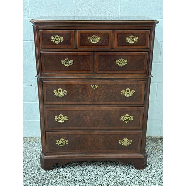 Chippendale Drexel Heritage Flame Mahogany Chippendale Chest of Drawers For Sale - Image 3 of 8