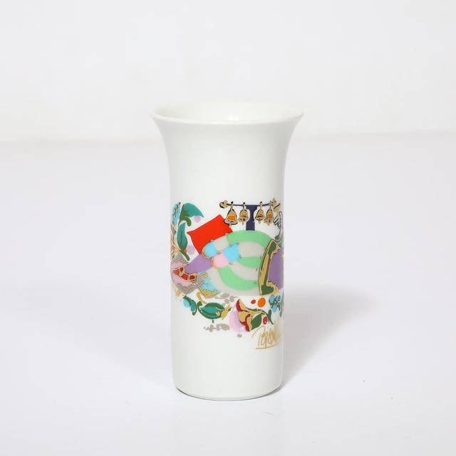 Mid-Century Modern Mid-Century Porcelain Vase W/ 24kt Gold Overlay by Bjorn Wiinblad for Rosenthal For Sale - Image 3 of 8