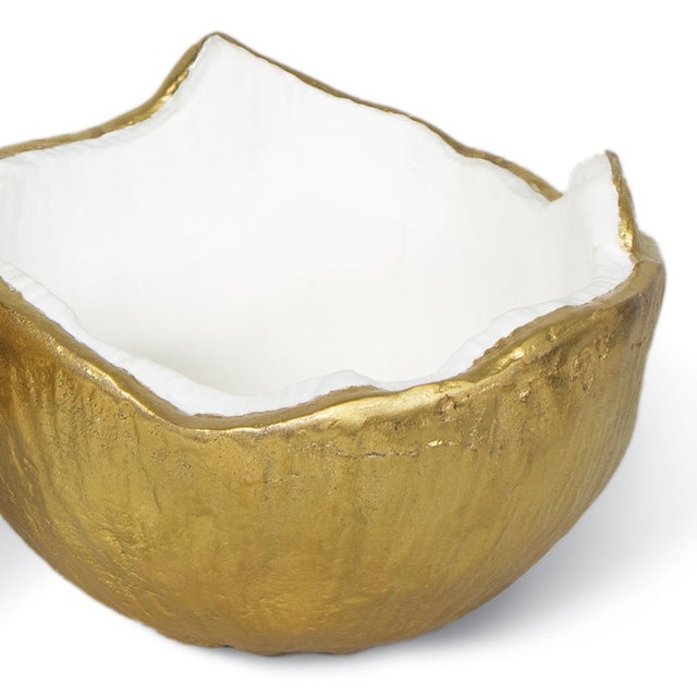 White Regina Andrew Pina Metal Bowl Set, White/Gold For Sale - Image 8 of 9