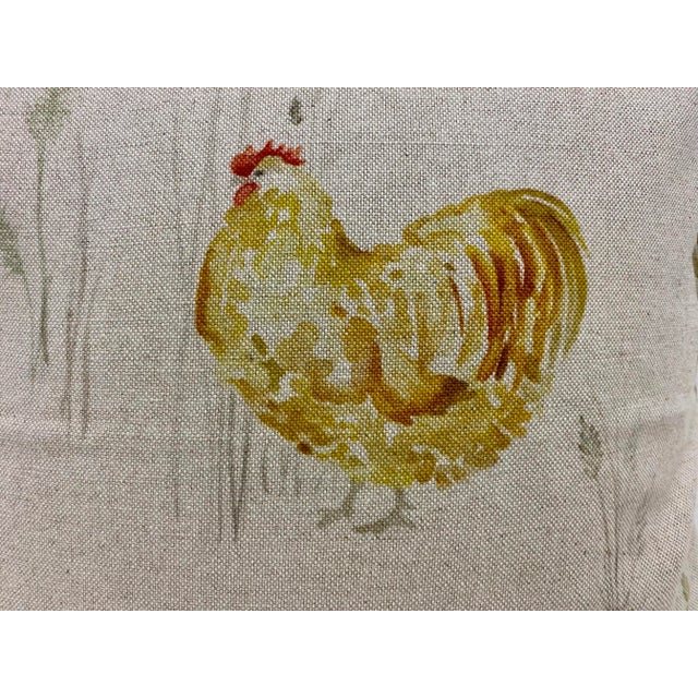 16" Square Pillow Adorned With a Bevy of Colorful Chickens - Made in Uk. For Sale In Dallas - Image 6 of 7