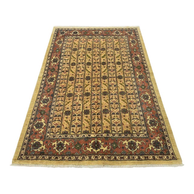 Gabbeh Rug 5’6” X 7’7” Beige Wool Vintage Traditional Hand-Knotted Carpet For Sale