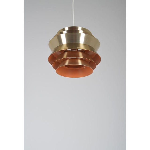 Metal Swedish Trava Pendant Lamp by Carl Thore for Granhaga, 1960s For Sale - Image 7 of 10