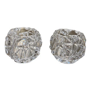 Tiffany & Co. Rock Cut Crystal Votive Candle Holder Set of 2 For Sale