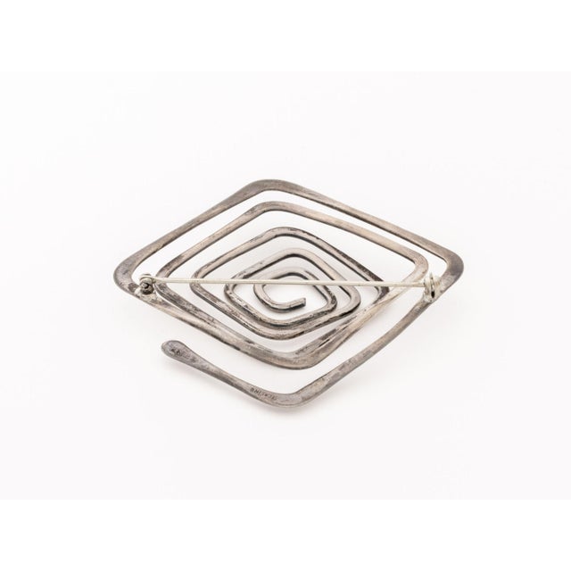 Ed Wiener Geometric Spiral Sterling Silver Brooch For Sale - Image 10 of 11