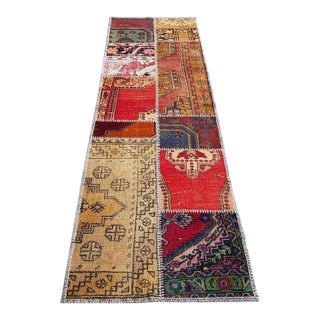 Vintage Turkish Handknotted Runner Rug For Sale