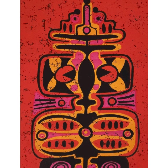 Mid-century screen-printed wall hanging. Signed by the german artist Traute Sänger Unused, very rare find in this...