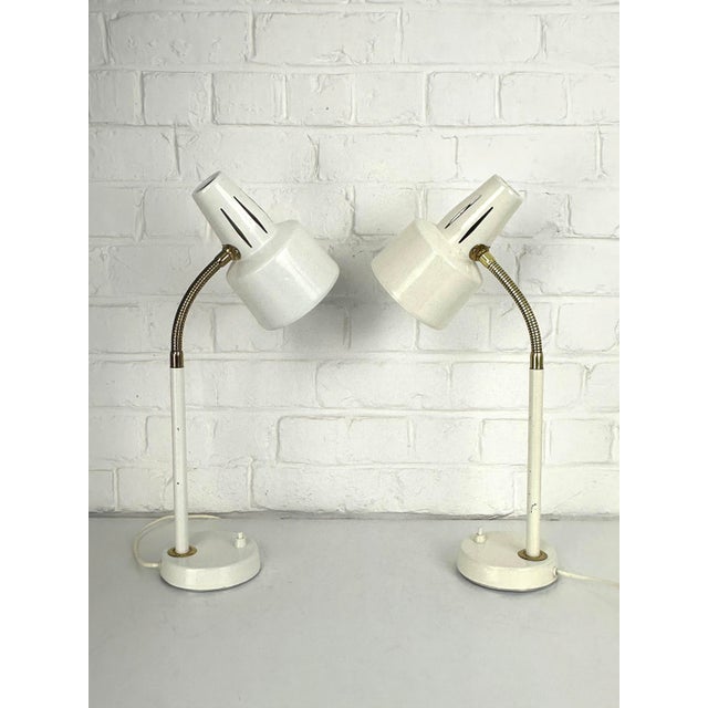Adjustable White Lacquered Steel and Brass Desk Lamps from BJS, Sweden, 1960s, Set of 2 For Sale - Image 13 of 17