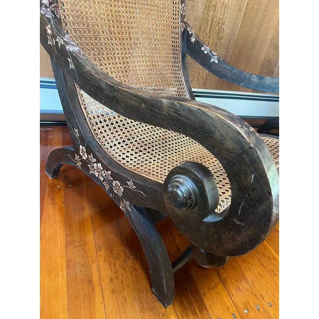 (Pair) Vintage Indian Plantation Chairs - Handpainted For Sale In San Francisco - Image 6 of 7