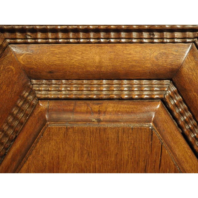 Wood Rare 17th Century Oak and Brass 4-Door Buffet From Saint-Malo, France, C. 1690 For Sale - Image 7 of 13